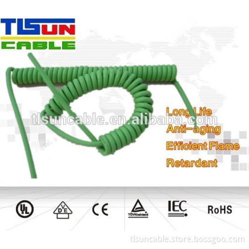 PUR 4*0,5mm2 shielded spring coiled cable
